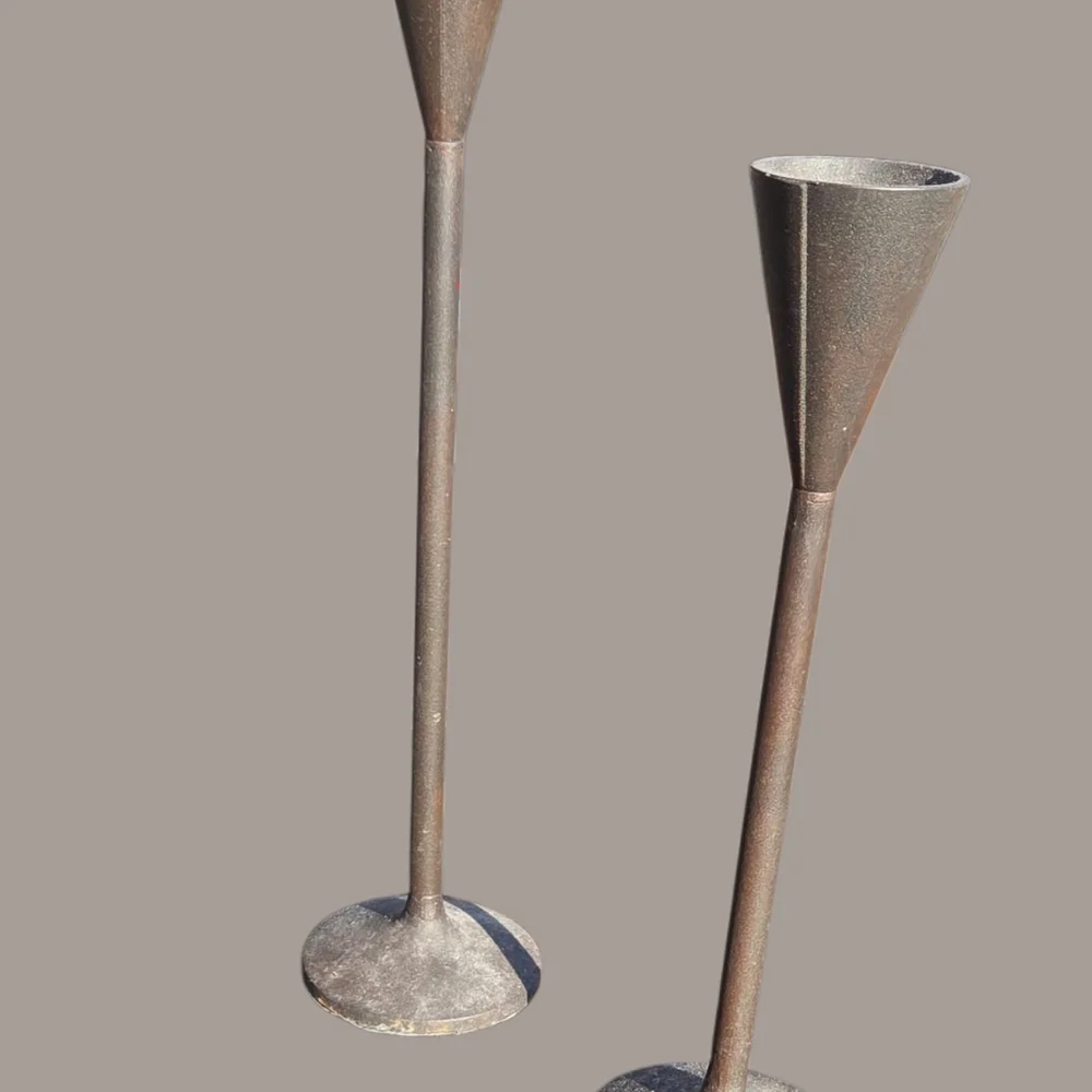 2 Pottery Barn‎ (Not Marked) Petaluma Brutalist Rustic Candle Sticks  24
